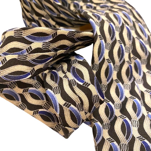 100% Silk Tie by Carlo Palazzi - Blue and Gray Design - Picture 6 of 11
